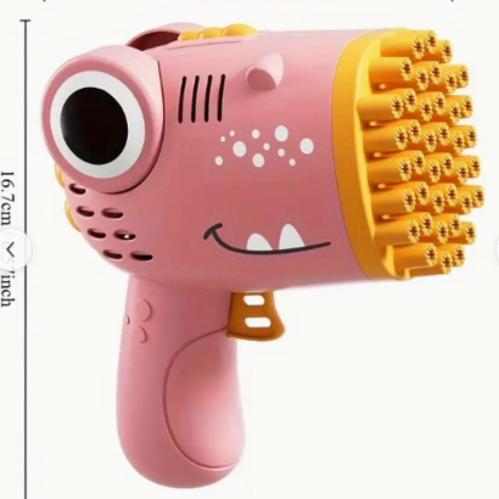 Dinosaur Bubble Gun With 40 Holes, An Outdoor Bubble Machine Toy, COLOR PINK
